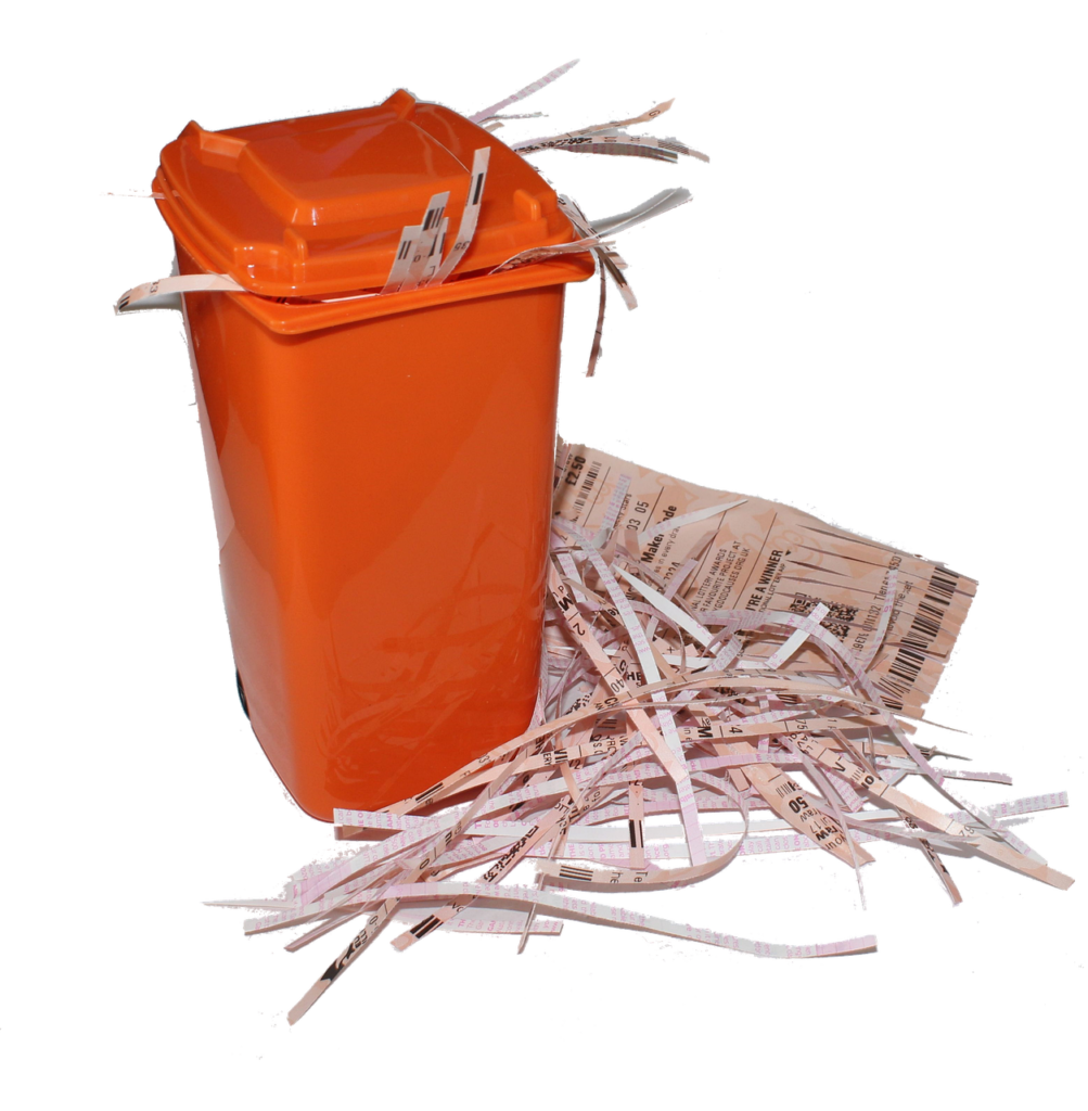 lottery, ticket, gamble, shredded, risk, chance, fortune, jackpot, number, bet, euromillions, lost, loser, euro millions, wheelie bin, rubbish, paper, refuse container, unlucky, bad luck, lottery, lottery, lottery, lottery, lottery, shredded, loser, wheelie bin, wheelie bin